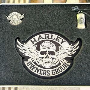Harley Owner Group Tin Box with Patch, Bell & Pin